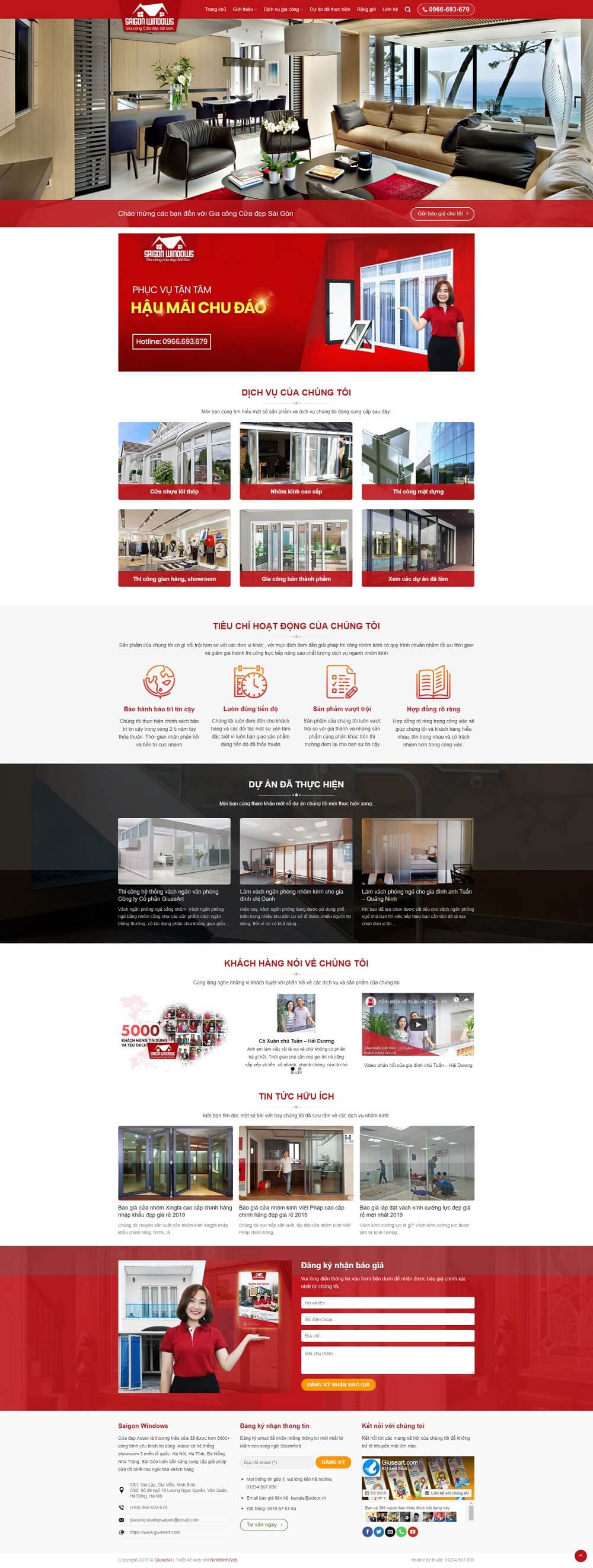 Trang chủ - Mẫu website cửa nhôm - Thiết kế website Ninh Bình